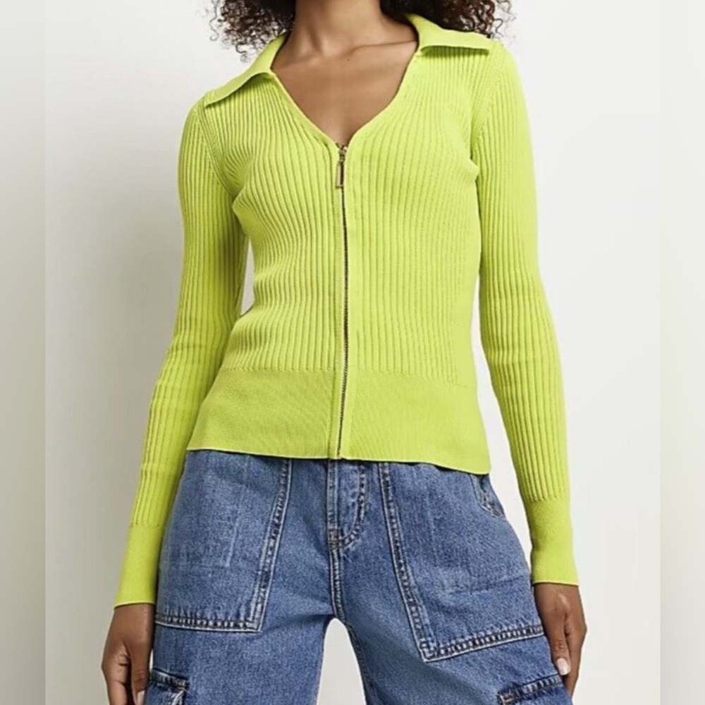 River Island Ribbed Zip-Up Sweater